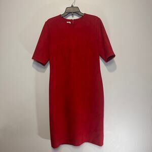 Anne Klein Red short-sleeve midi dress in faux suede.  Size 16